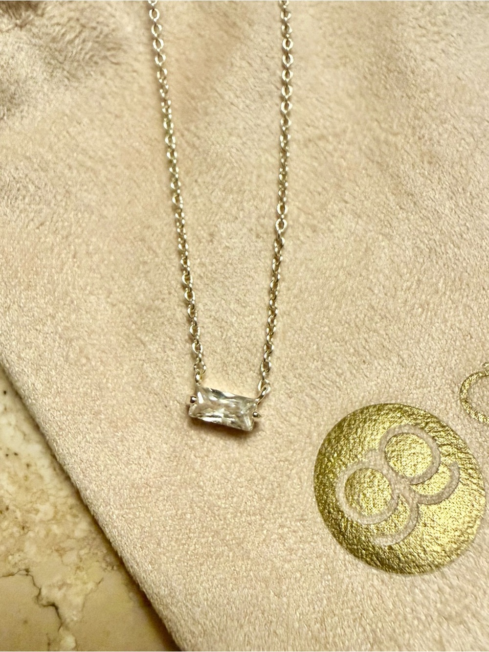 NWOT Gorjana Silver Bar Necklace with Clear Crystal Pendant
